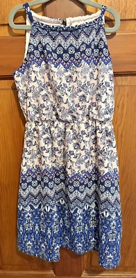 Vestido Niña Talla (7-8) Monteau Niña Ajuste y Acampanado Azul/Rosa Floral Foto 1 de 4