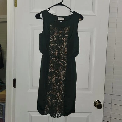 Jessica Simpson Forest Green Lace Shift Dress SZ S Lace Sleeveles Midi - Image 1 of 4