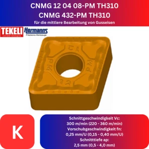 10 x CNMG 120408-PM TH310 Dreh-Wendeplatten für Gusseisen !NEU, mit Rechnung! - Picture 1 of 3