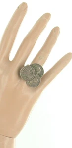 Vintage WWII Eagle Centavos -Soldier Art Design- 3 Coins Adjustable Ring 1950's - Picture 1 of 4