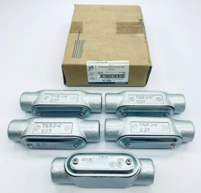 THOMAS & BETTS, APPLETON, HUBBELL, COOPER, EATON, CROUSE-HINDS BOX OF 5 THOMAS & BETTS C27CG-TB BLUEKOTE 3/4" RIGID CONDUIT BODY W COVER FORM 7