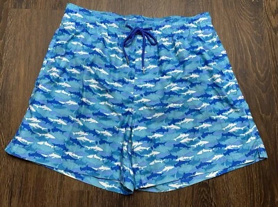 Bañador Southern Tide para hombre grande azul blanco tiburón pez forrado con estampado por todas partes Foto 1 de 4