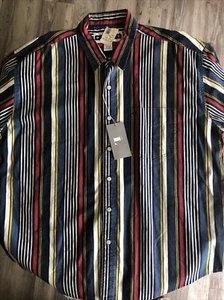 Pache bunt gestreiftes Hemd mit Knopfleiste Large Neu mit Etikett Kurzarm Vintage 90er - Bild 1 von 8