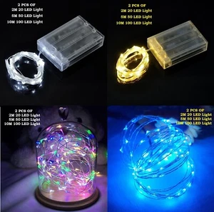 2 Sets 20-100 LED String Fairy Lights Copper Wire Battery Powered Waterproof - Picture 1 of 19