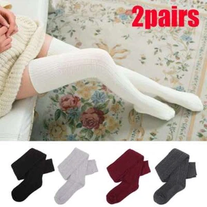 2 Paar Damen Zopfmuster Overknee Socken Overknee Strümpfe Winter Lang Stiefel - Bild 1 von 17