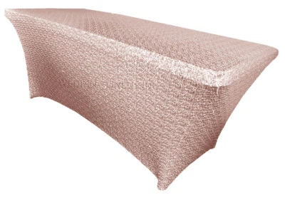 Wedding Linens Inc. 6 Ft Rectangular Banquet Spandex SEQUIN Table Covers - Image 1 of 2