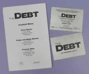 The Debt - Original UK Film Premiere Party Tickets + Cocktail Menu - Picture 1 of 1