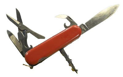 Vintage  Rare  Swiss  Handmade c.1961's  Red  Handle  Multi-Tool  Folding  Knife - Image 1 of 4