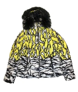 Sportalm Damen Ski Jacke Top Druck mit Echtpelz Gelb Schwarz Größe 38 M - Bild 1 von 7