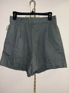 Madewell Linen Blend Shorts Pull On Elastic Waist Loden Green Womens S NWT Boho - Picture 1 of 4