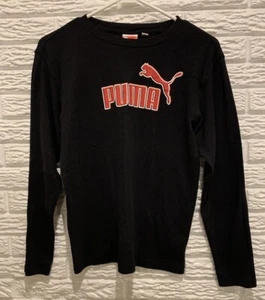 Boys Puma Sport Lifestyle Long Sleeve Knit Shirt Size Large, Black With Red Logo - Picture 1 of 10