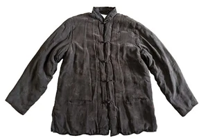 Double Horse Brown Silk Asian Jacket Size Medium - Picture 1 of 5