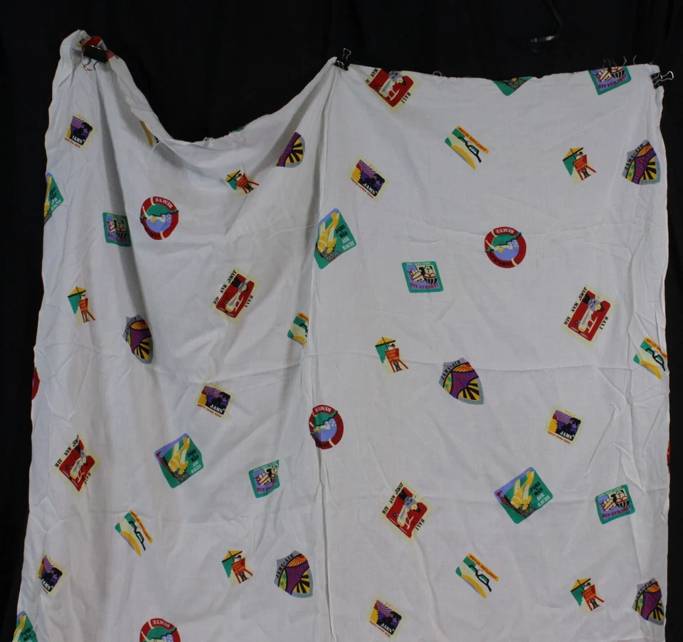 Vtg Jams Fabric Jam's Life Guard Air Rescue Logos Pilot Flying Airplane 60" x 42 - Image 1 of 4