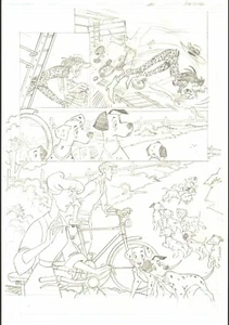 JOSE DELBO 1997 101 DALMATIANS UNPUBLISHED ORIG. ART-DALMATIANS, CRUELLA DE VIL! - Picture 1 of 1