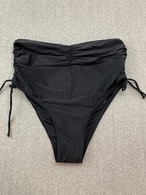 Tankini Tankini Traje de Baño Cintura Alta Banda Acanalada Corbata Lateral Parte Inferior Mujeres XL Negro Foto 1 de 4