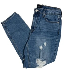 Aeropostale Mom Jeans Sz 8 Relaxed Medium Wash Blue Denim Distressed 100% Cotton - Picture 1 of 10