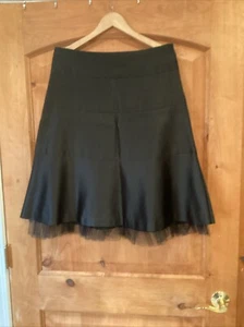 BCBGMAXAZRIA Women BLACK TAFFETA SKIRT WITH TULLE HEM SIZE 10 - Picture 1 of 3