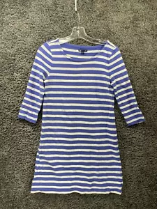 Gap Short Shirt Dress Womens Small Blue White Striped Knit 3/4 Sleeve Pullover - Picture 1 of 10