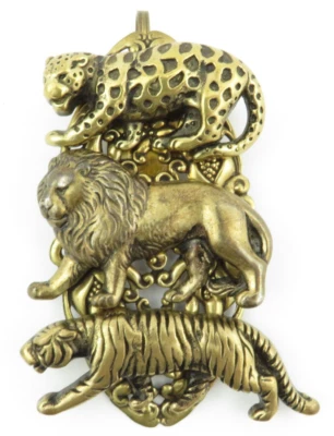 León, Tigre y Jaguar Dorado Bufanda/Bandana Clip Accesorio Artista Firmado Cappy Foto 1 de 4