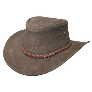 Lesa Collection Buttermere Leather Cowboy Hat for Men with Vintage leather hat - Picture 1 of 7