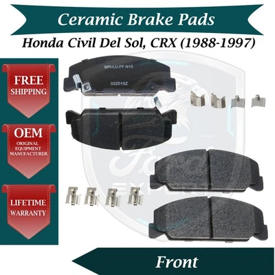 Kit de pastillas de freno delanteras de cerámica premium OE para Honda Civic Del Sol CRX 1988-1997 Foto 1 de 4
