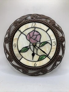 Faux Stained Glass Quartz Clock 9.5” Wall Clock - Picture 1 of 3