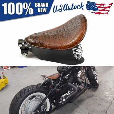 For Shadow 600 Chopper Solo Seat Saddle Brown Leather W / Base Bracket BE - Image 1 of 4