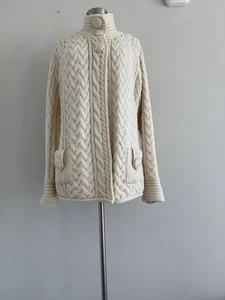 ARAN CRAFTS 100% LANA MERINO BOTÓN DELANTERO CÁRDIGAN BOLSILLOS SUÉTER TALLA XL - Imagen 1 de 12