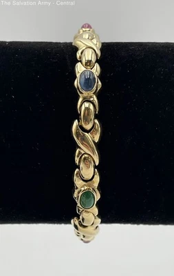 Brazalete Tenis Oro Amarillo 14K Joyería Fina Zafiro Rubí Esmeralda Piedras Preciosas Foto 1 de 4