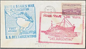 (22) USA - 1940 FIRST VOYAGE S.S. DELTARGENTINO COVER - SHIPS, MAPS - Picture 1 of 2