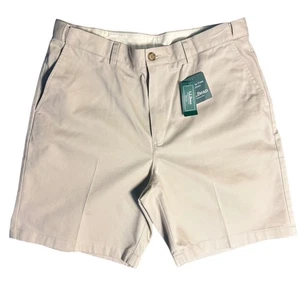 LL Bean Mens Khaki Shorts Size 35W Wrinkle Free Cotton Comfort Waist NEW - Picture 1 of 6