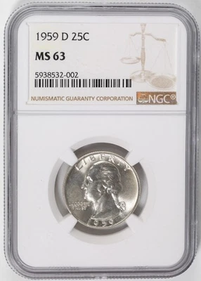1959 D Washington Silver Quarter 25c NGC MS 63 - Image 1 of 4