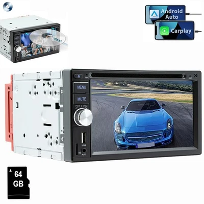 Doppel 2 DIN Carplay Autoradio Auto Android DVD CD AM RDS TF AUX Bluetooth 64GTF - Bild 1 von 4