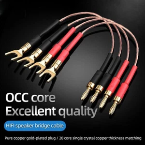 Cable de audio puente/saltador de altavoz 4 piezas cable puente OCC de 20 cm con enchufe Y/banana - Imagen 1 de 9