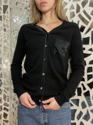 Cárdigan Suéter Allude Cachemira/Seda Negro Botones Clásico Xs-S Foto 1 de 4