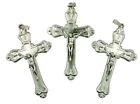 Silver Tone Crucifix Fancy Cross Pendant for Rosary, Lot of 3, 2 1/2 Inch