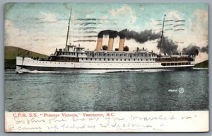 Postcard Vancouver BC c1908 C.P.R. S.S. Princes Victoria Steamer Ship - Picture 1 of 2