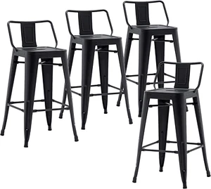 Industrial Metal Bar Stools with Backs Set of 4, Counter Height Barstools for Ho - Picture 1 of 9