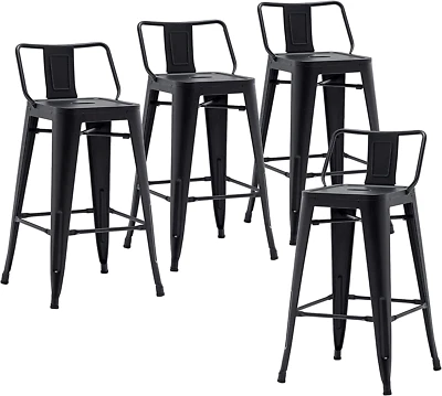 Industrial Metal Bar Stools with Backs Set of 4, Counter Height Barstools for Ho - Image 1 of 4