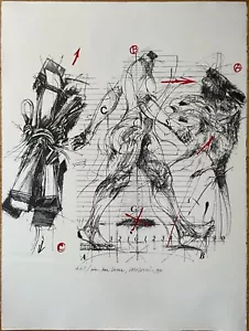 VLADIMIR VELICKOVIC LITHO ORIGINALE L’HOMME QUI MARCHE 1975 ARCHES LITHO PRINT - Picture 1 of 3