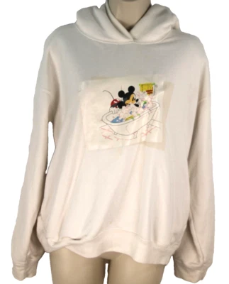 Uniqlo UT Mickey Hoodie Women’s M White Disney Sweatshirt Bath Time Mickey - Image 1 of 4