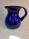 Blue Glass Pitcher Hand Blown With Pontil Mark