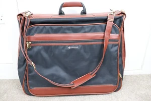Samsonite Navy Brown Soft Canvas Bag Carry Travel Luggage Foldable Zip Up - Picture 1 of 21