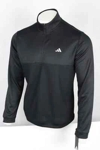 NWT $65 Adidas Men's Textured 1/4 Zip Pullover Long Sleeve Black Logo ADVR0915 M - Picture 1 of 5