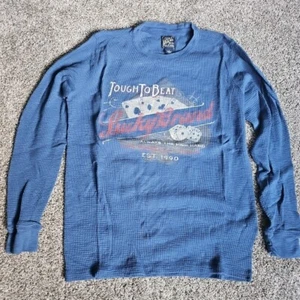 Lucky Brand "Tough to Beat" Las Vegas Blue Size Medium Waffle Knit Long Sleeve - Picture 1 of 6