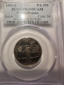 1999-S Pennsylvania 25C Washington Quarter Silver PCGS PR69DCAM - Picture 1 of 4