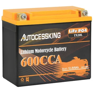 autocessking YTX20L-BS Lithium Motorcycle Battery LiFePO4 600A 12V 8AH for ATV - Picture 1 of 7