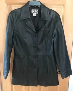 CLIO Woman's 100% Leather Jacket RN-58985 Button Up Lined Great Condition Size 8 - Picture 1 of 9