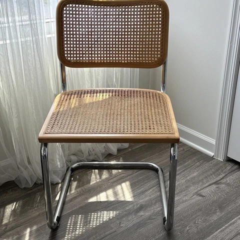 Vintage Marcel Breuer Cesca STYLE Cantilever Chrome Cane Wood Chair MCM Cover