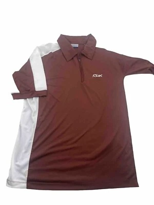 De Colección Camisa Polo Reebok Para Hombre Talla Med 1/4 Cremallera Manga Corta Años 70 Marrón Blanco Foto 1 de 4